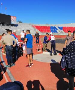 Подготовка к метанию ядра